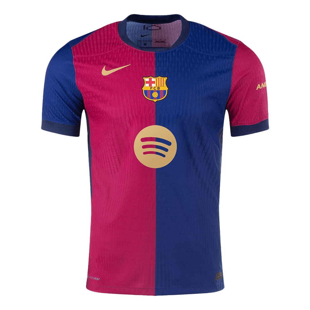 LEWANDOWSKI #9 Authentic Soccer Jersey Barcelona Home Shirt 2024/25 Spotify Logo Without Text