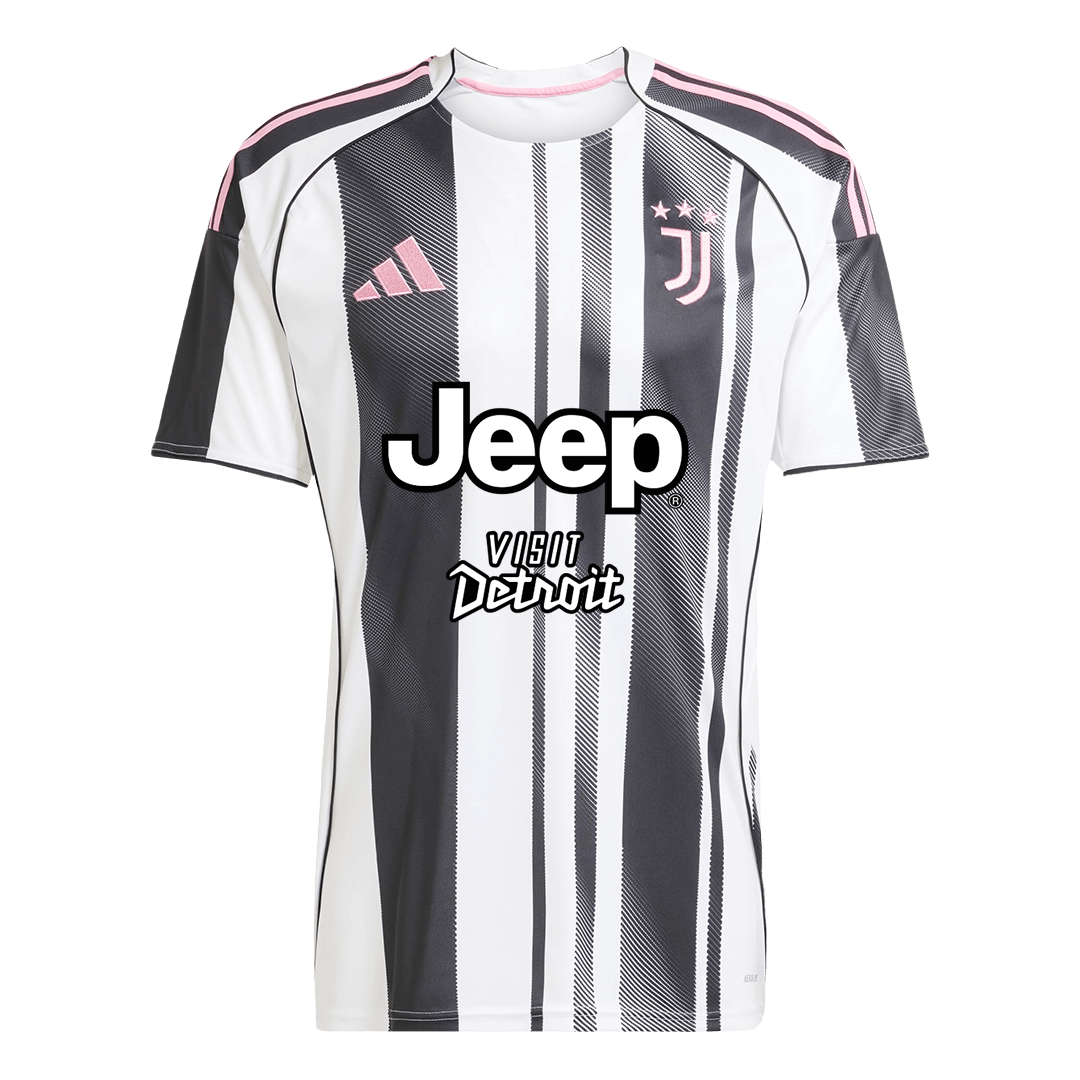 Juventus Jeep x Visit Detroit Sponsor Home Soccer Jersey Kit(Jersey+Shorts) 2025/26 Black&White