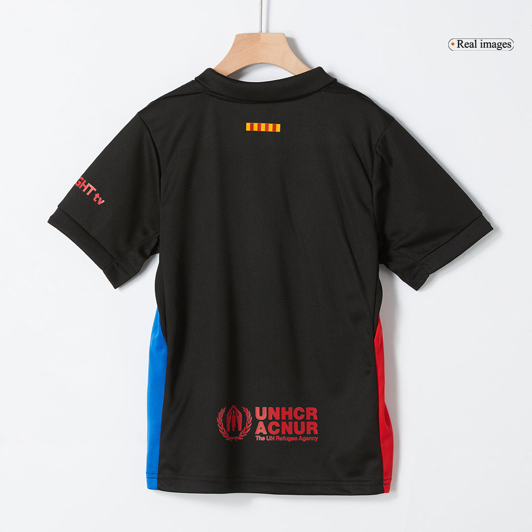 Kids Barcelona Custom Away Soccer Kits 2024/25 - Spotify Logo Without Text