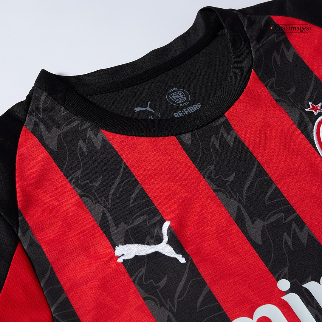 AC Milan Home Soccer Jersey Kit(Jersey+Shorts) 2025/26 Red&Black