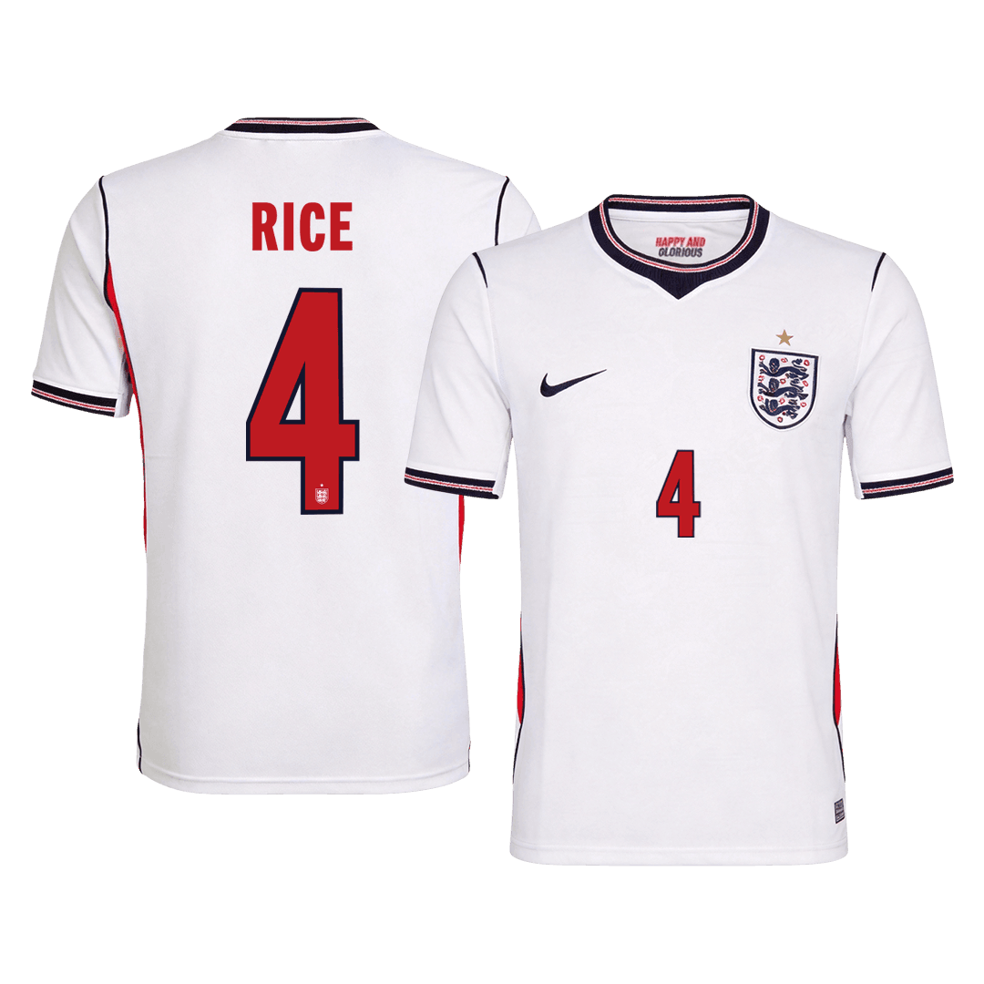 RICE #4 England Home Soccer Jersey World Cup 2026