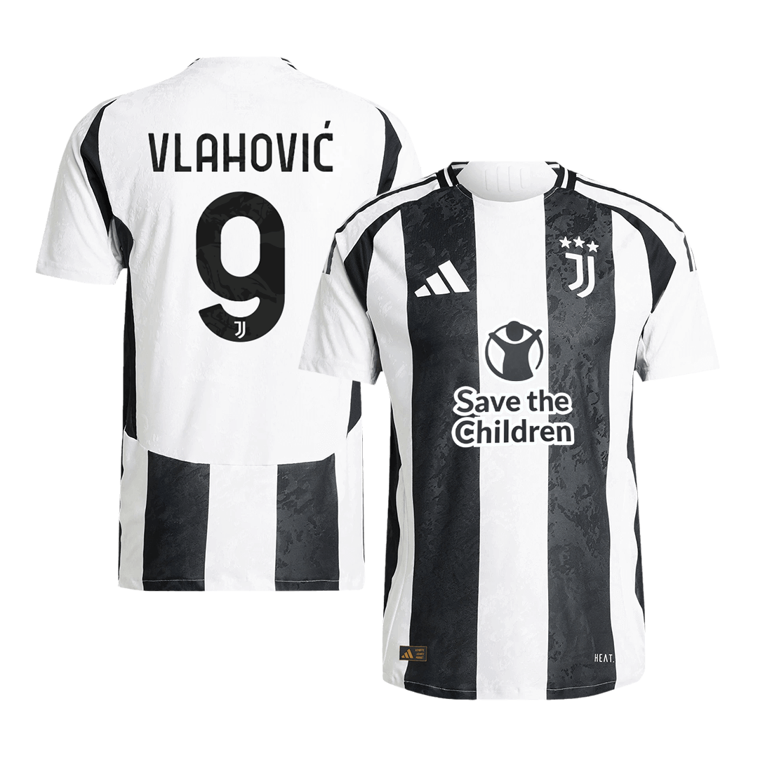 Authentic  VLAHOVI?  #9 Juventus Home Soccer Jersey 2024/25 - Save The Children Sponsor
