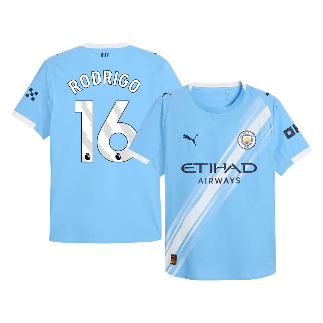 RODRIGO #16 Authentic Manchester City Home Soccer Jersey 2025/26 Blue