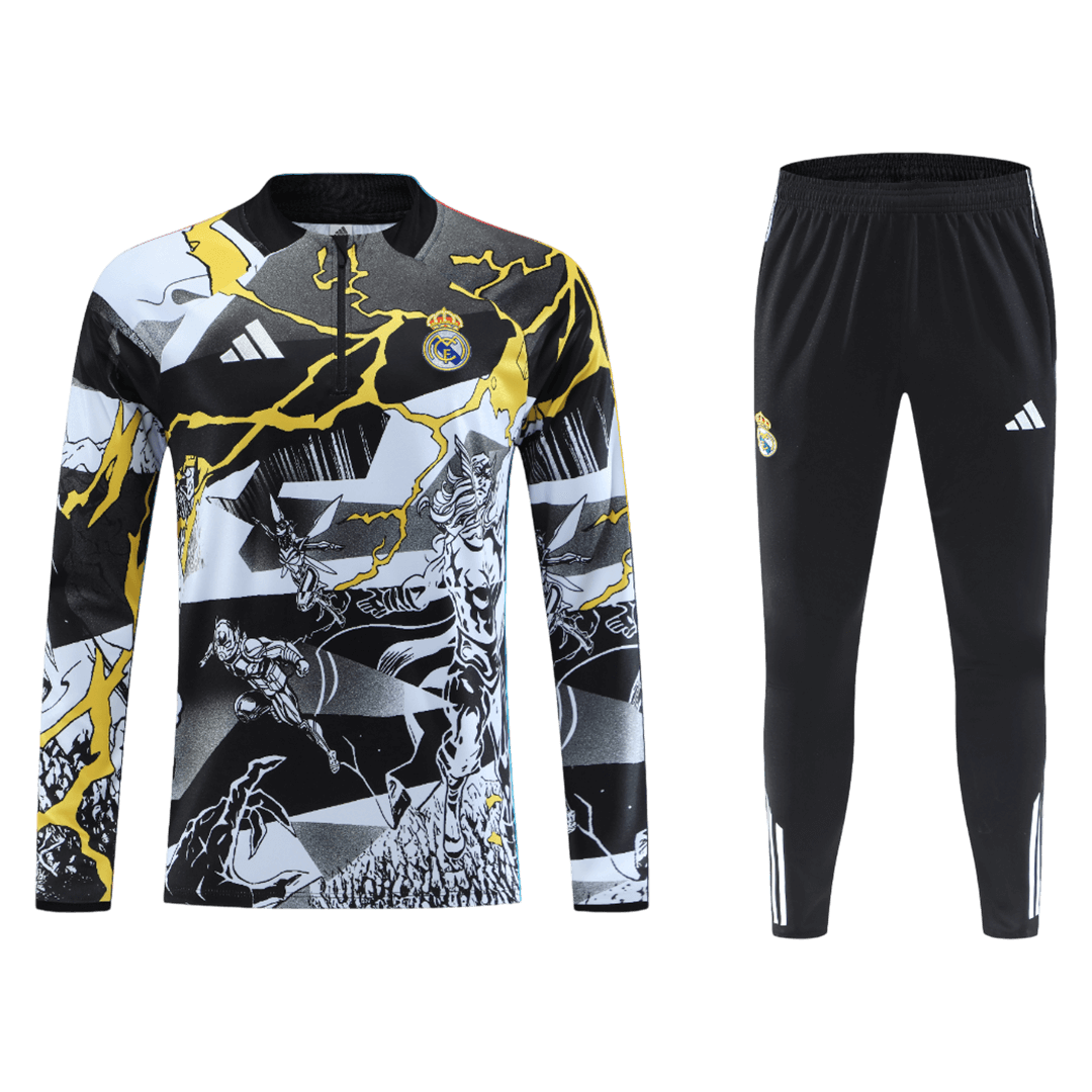 Real Madrid 1/4 Zip Tracksuit 2025/26 Kids Black