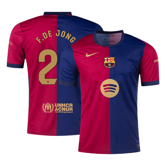 F.DE JONG #21 Barcelona Home Soccer Jersey 2024/25 - Spotify Logo Without Text