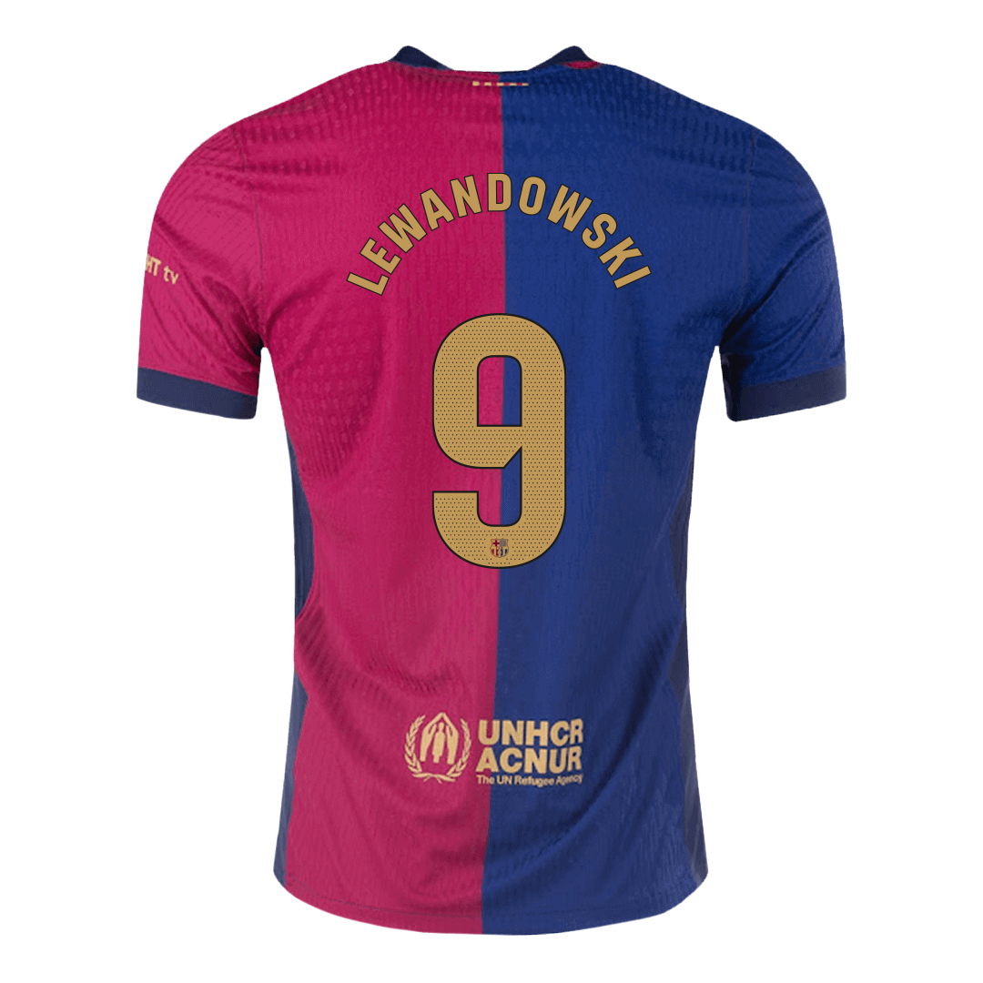 LEWANDOWSKI #9 Authentic Soccer Jersey Barcelona Home Shirt 2024/25 Spotify Logo Without Text