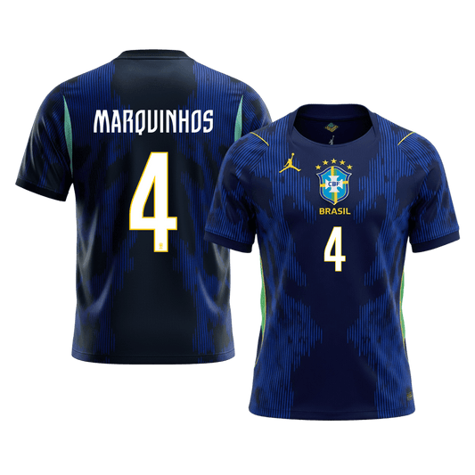 MARQUINHOS #4 Brazil Away Soccer Jersey World Cup 2026