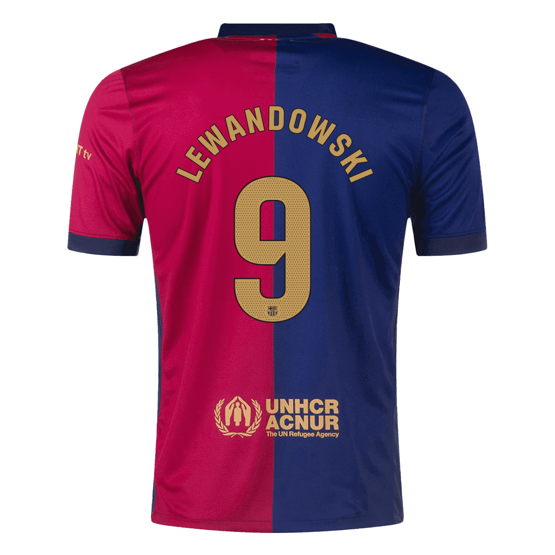 LEWANDOWSKI Barcelona Jersey Custom #9 Soccer Jersey Home 2024/25 Spotify Logo Without Text