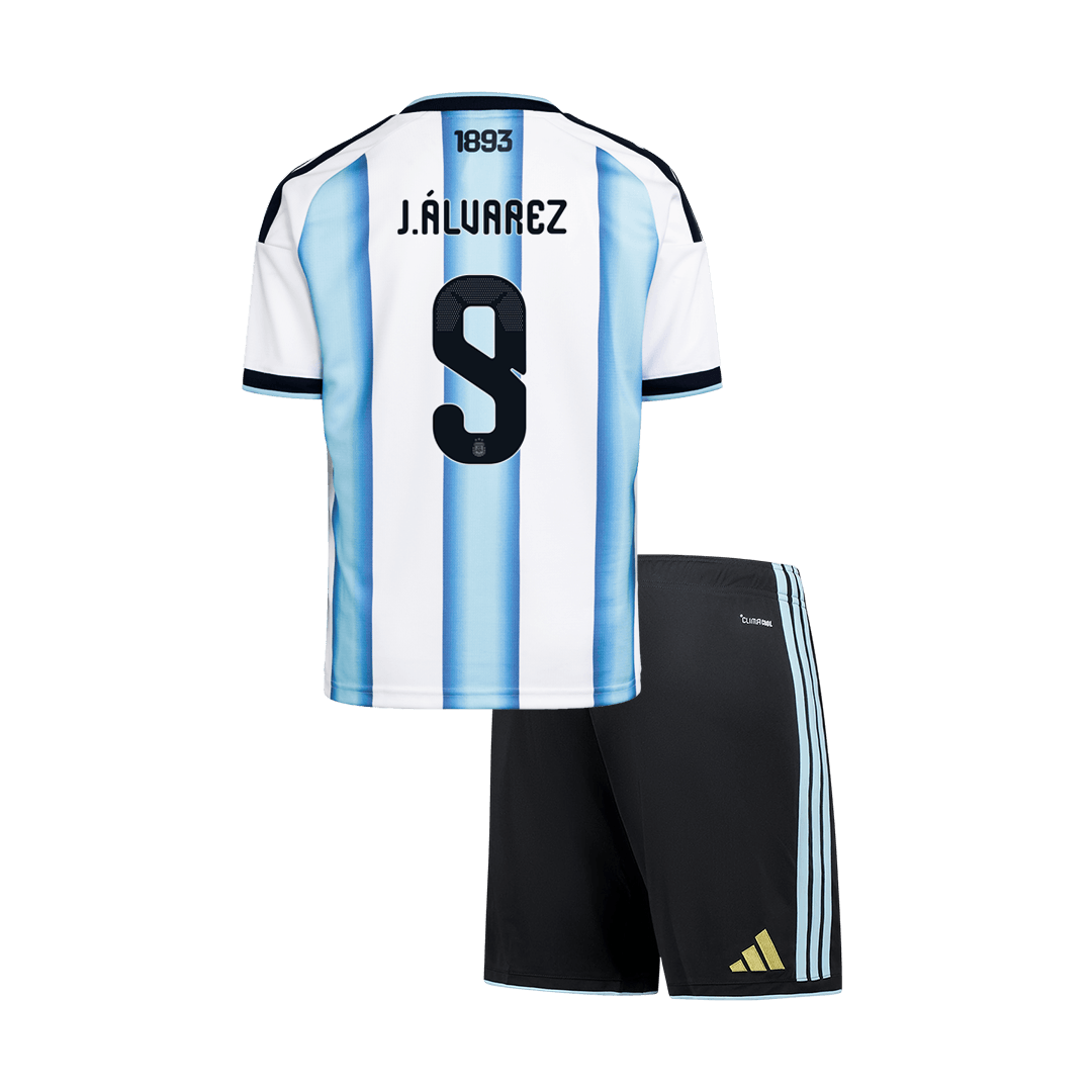 J.ÁLVAREZ #9 Argentina Home World Cup Kids Soccer Jerseys Kit 2026