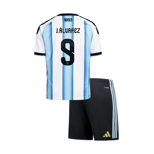 J.ÁLVAREZ #9 Argentina Home World Cup Kids Soccer Jerseys Kit 2026