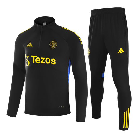 Manchester United 1/4 Zip Tracksuit 2025/26 Kids Black