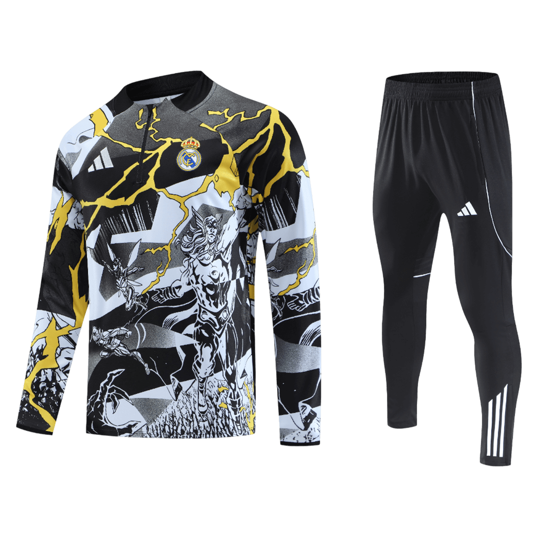Real Madrid x MARVEL Zipper Sweatshirt Kit(Top+Pants) 25/26 Black